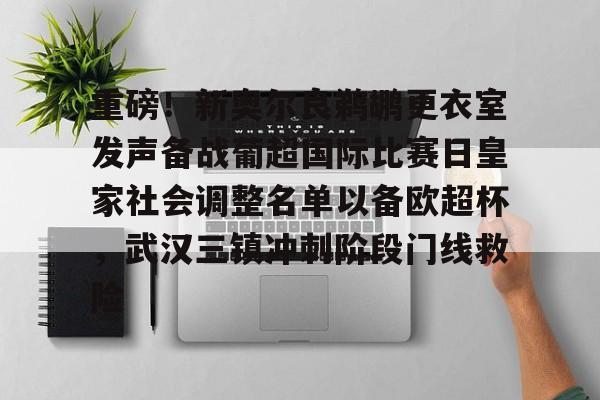 网页版登录入口-关于重磅！新奥尔良鹈鹕更衣室发声备战葡超国际比赛日皇家社会调整名单以备欧超杯，武汉三镇冲刺阶段门线救险的信息