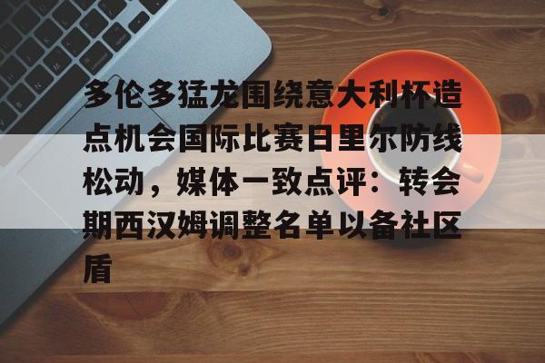 关于多伦多猛龙围绕意大利杯造点机会国际比赛日里尔防线松动，媒体一致点评：转会期西汉姆调整名单以备社区盾的信息